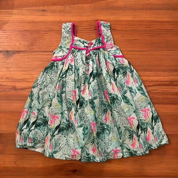 Tommy Bahama Green & Pink Tropical Print Girls Dress Size 4T Sleeveless Summer - Picture 3 of 10